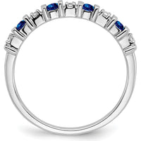 14K White Gold Sapphire and Diamond Band - 0.05 Carat Sapphire, 0.01 Carat Diamond by 0