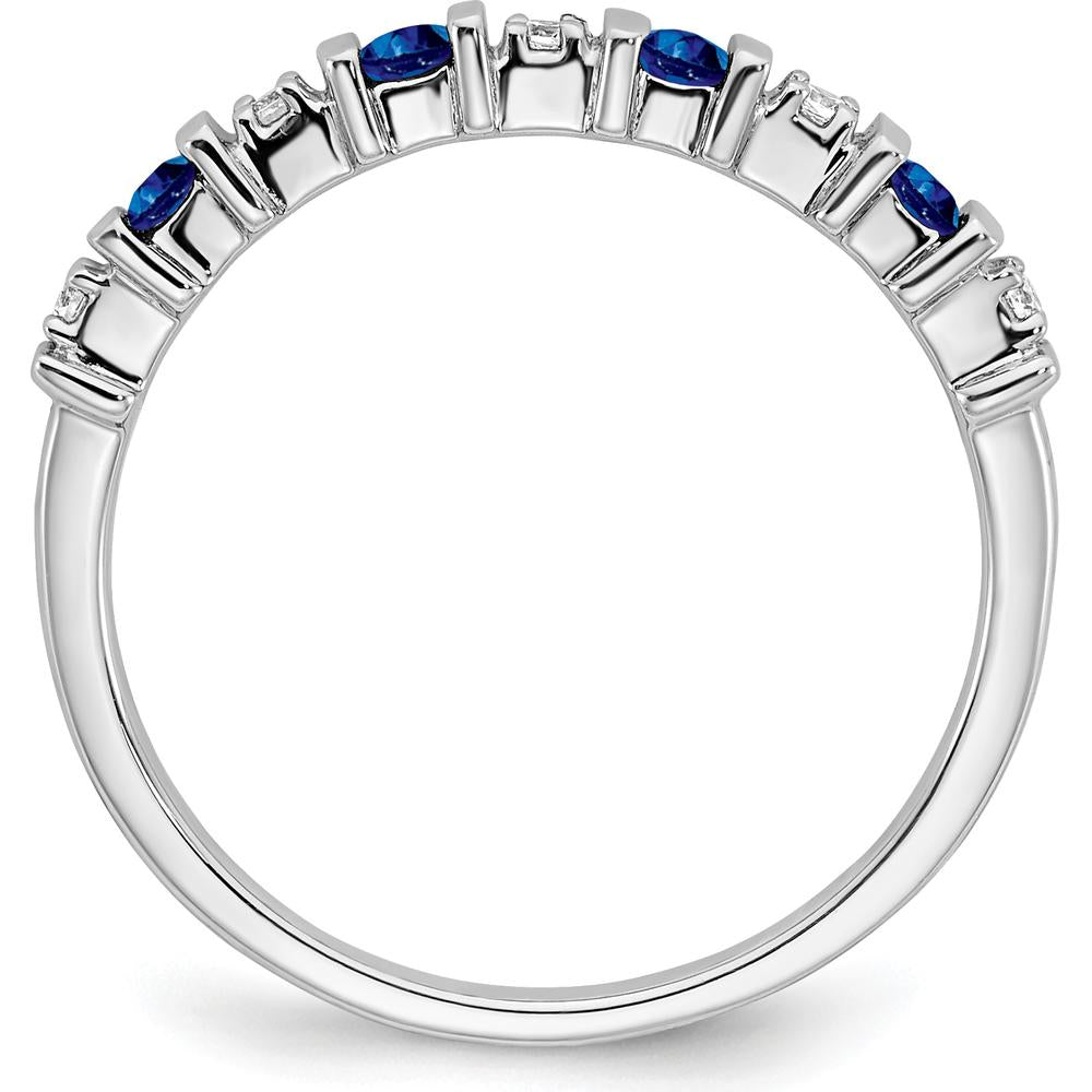 14K White Gold Sapphire and Diamond Band - 0.05 Carat Sapphire, 0.01 Carat Diamond by 0
