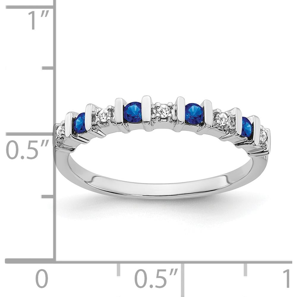 14K White Gold Sapphire and Diamond Band - 0.05 Carat Sapphire, 0.01 Carat Diamond by 0