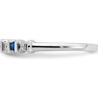 14K White Gold Sapphire and Diamond Band - 0.05 Carat Sapphire, 0.01 Carat Diamond by 0
