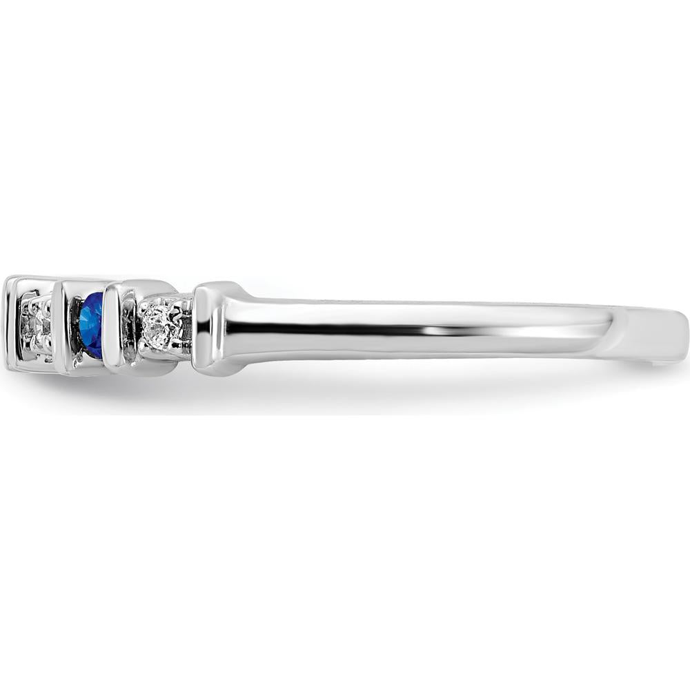 14K White Gold Sapphire and Diamond Band - 0.05 Carat Sapphire, 0.01 Carat Diamond by 0