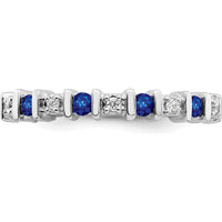 14K White Gold Sapphire and Diamond Band - 0.05 Carat Sapphire, 0.01 Carat Diamond by 0