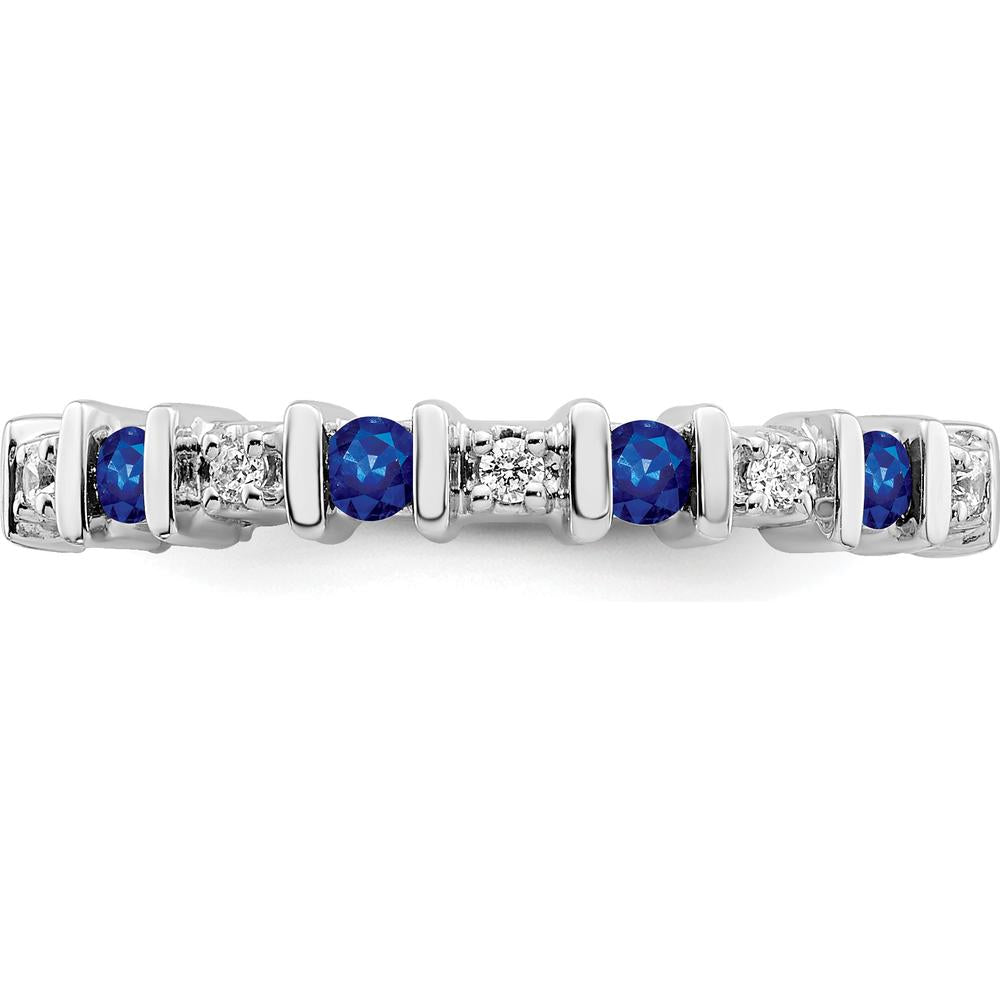 14K White Gold Sapphire and Diamond Band - 0.05 Carat Sapphire, 0.01 Carat Diamond by 0