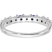 14K White Gold Sapphire and Diamond Band - 0.05 Carat Sapphire, 0.01 Carat Diamond by 0