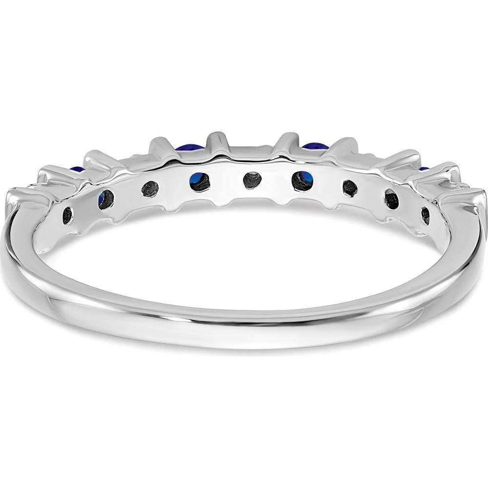 14K White Gold Sapphire and Diamond Band - 0.05 Carat Sapphire, 0.01 Carat Diamond by 0