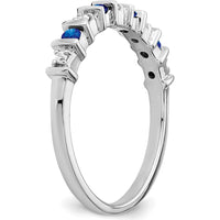 14K White Gold Sapphire and Diamond Band - 0.05 Carat Sapphire, 0.01 Carat Diamond by 0