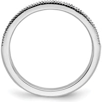 14K White Gold Sapphire and Diamond Band with Milgrain Detailing - 0.036 Carat Total Gem Weight by 0