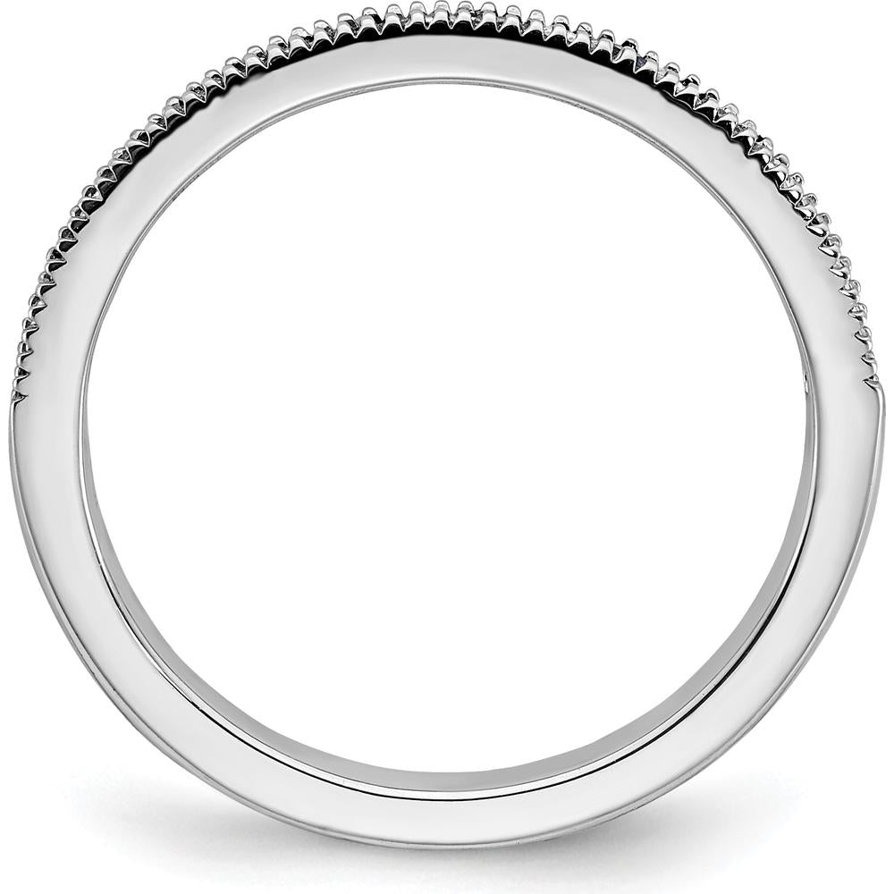 14K White Gold Sapphire and Diamond Band with Milgrain Detailing - 0.036 Carat Total Gem Weight by 0