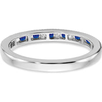 14K White Gold Sapphire and Diamond Band with Milgrain Detailing - 0.036 Carat Total Gem Weight by 0