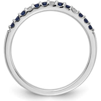 14K White Gold Sapphire and Diamond Band with Round Diamonds and Blue Sapphires - 0.15 Carat Total Diamond Weight, 0.15 Carat Total Sapphire Weight by 0
