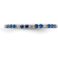 14K White Gold Sapphire and Diamond Band with Round Diamonds and Blue Sapphires - 0.15 Carat Total Diamond Weight, 0.15 Carat Total Sapphire Weight by 0