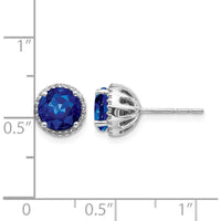14K White Gold Sapphire and Diamond Button Earrings - 1.185 Carat Total Sapphire Weight, 0.12 Carat Total Diamond Weight by Monteluci Fine Jewelry