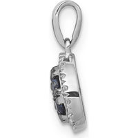 14K White Gold Sapphire and Diamond Cluster Halo Pendant with Round Sapphires - 0.42 Carat Total Gem Weight by Lumare Gioia