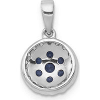 14K White Gold Sapphire and Diamond Cluster Halo Pendant with Round Sapphires - 0.42 Carat Total Gem Weight by Lumare Gioia