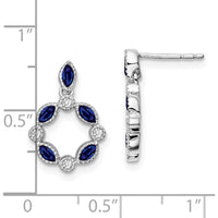 14K White Gold Sapphire and Diamond Dangle Earrings - 0.13 Carat Marquise Sapphires and 0.012 Carat Round Diamonds by Monteluci Fine Jewelry