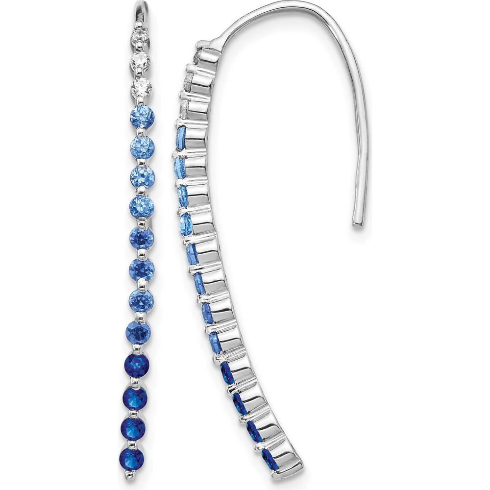 14K White Gold Sapphire and Diamond Drop Earrings - 0.22 Carat Total Gem Weight by Monteluci Fine Jewelry