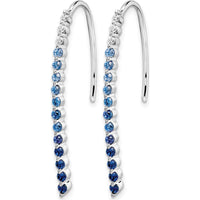 14K White Gold Sapphire and Diamond Drop Earrings - 0.22 Carat Total Gem Weight by Monteluci Fine Jewelry