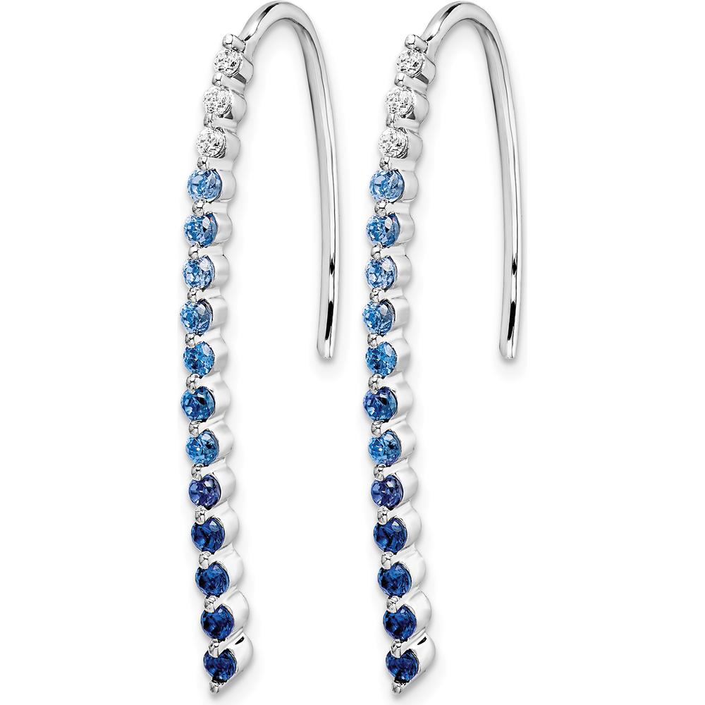 14K White Gold Sapphire and Diamond Drop Earrings - 0.22 Carat Total Gem Weight by Monteluci Fine Jewelry
