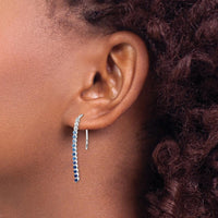 14K White Gold Sapphire and Diamond Drop Earrings - 0.22 Carat Total Gem Weight by Monteluci Fine Jewelry