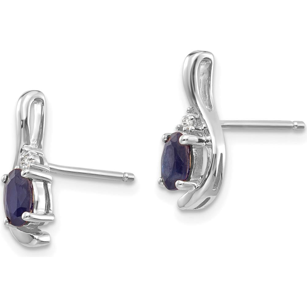 14K White Gold Sapphire and Diamond Drop Earrings - 0.293 Carat Total Sapphire Weight, 0.010 Carat Total Diamond Weight by Oro Pregiato