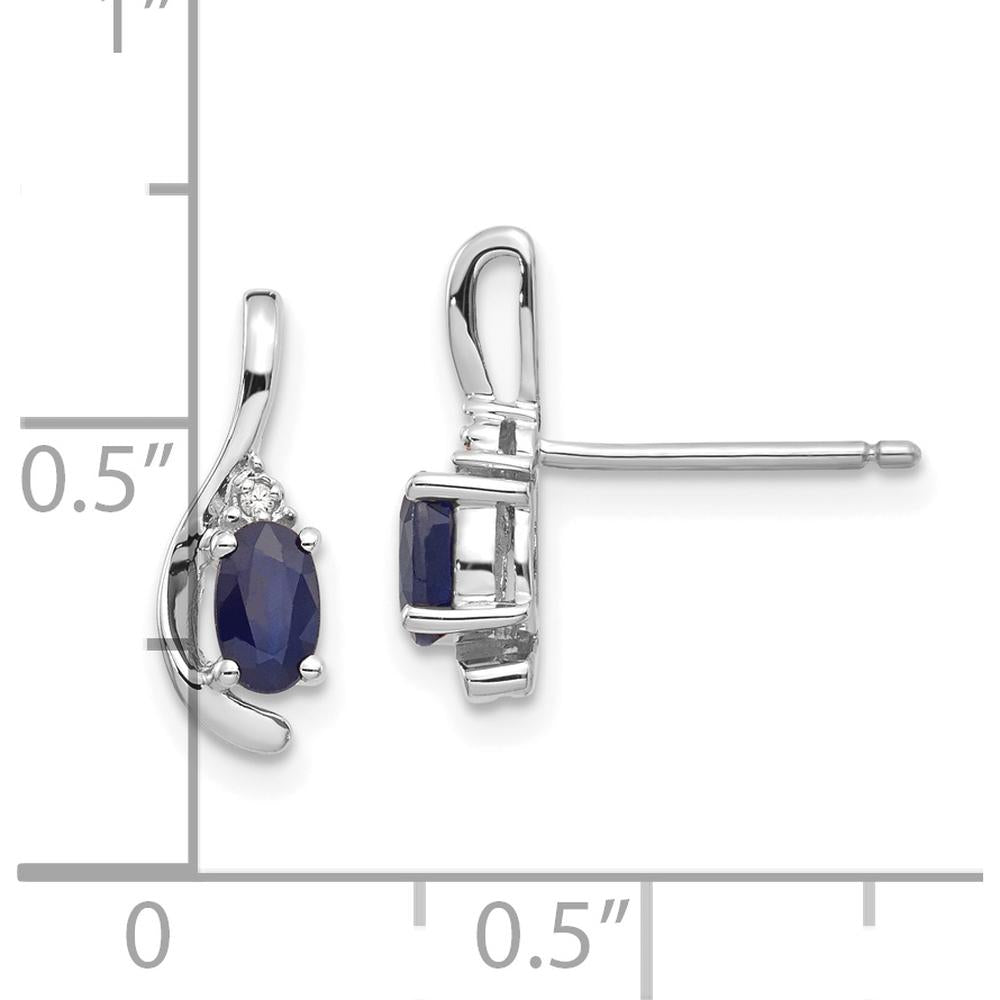 14K White Gold Sapphire and Diamond Drop Earrings - 0.293 Carat Total Sapphire Weight, 0.010 Carat Total Diamond Weight by Oro Pregiato