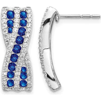 14K White Gold Sapphire and Diamond Drop Earrings - 0.46 Carats Total Gem Weight by Monteluci Fine Jewelry