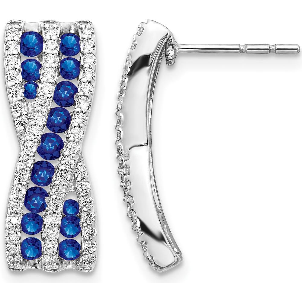 14K White Gold Sapphire and Diamond Drop Earrings - 0.46 Carats Total Gem Weight by Monteluci Fine Jewelry