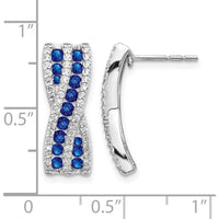 14K White Gold Sapphire and Diamond Drop Earrings - 0.46 Carats Total Gem Weight by Monteluci Fine Jewelry