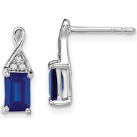 14K White Gold Sapphire and Diamond Drop Earrings - 0.5 Carat Total Sapphire Weight, 0.006 Carat Total Diamond Weight by Monteluci Fine Jewelry