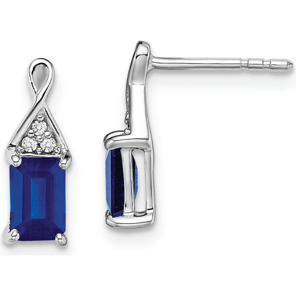 14K White Gold Sapphire and Diamond Drop Earrings - 0.5 Carat Total Sapphire Weight, 0.006 Carat Total Diamond Weight by Monteluci Fine Jewelry