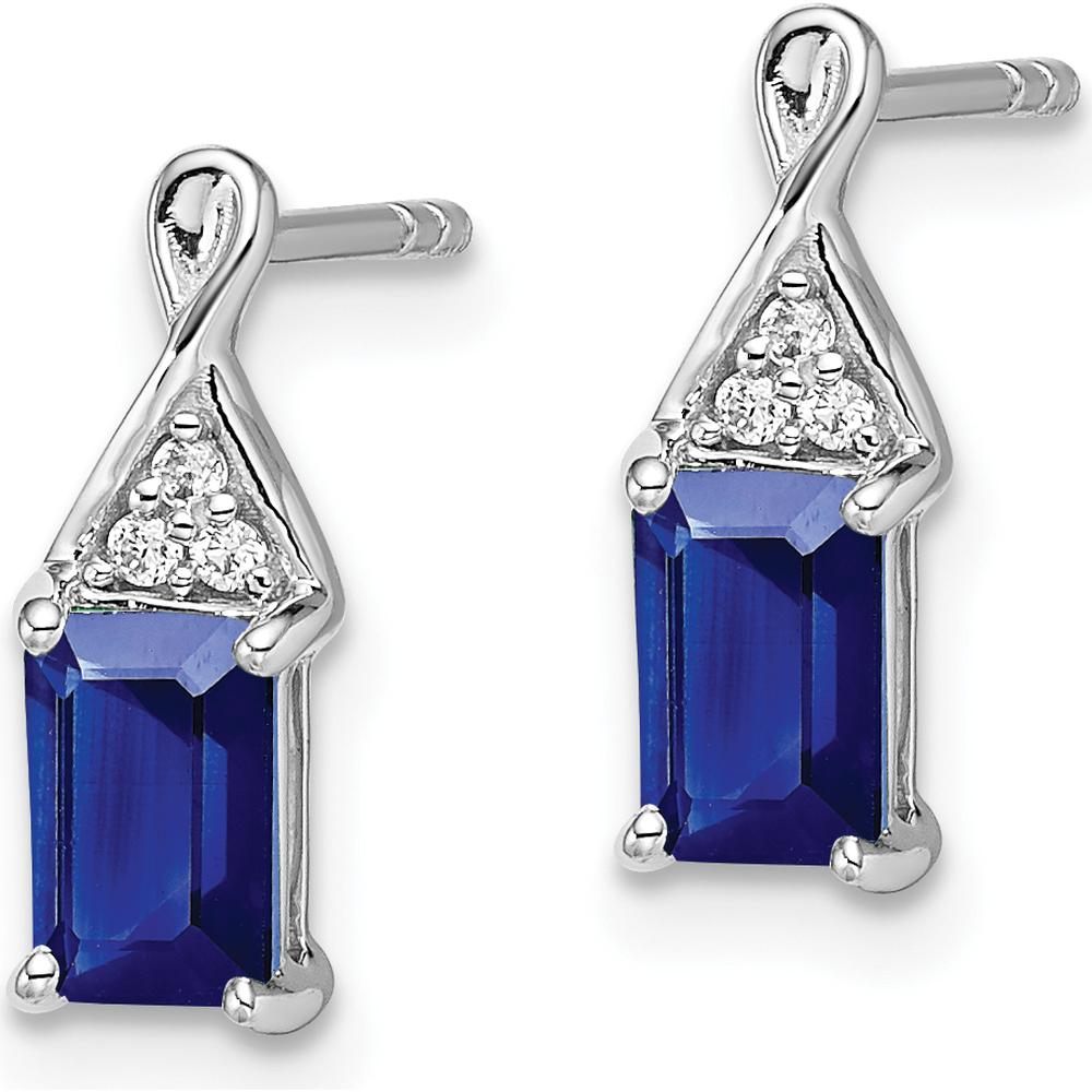 14K White Gold Sapphire and Diamond Drop Earrings - 0.5 Carat Total Sapphire Weight, 0.006 Carat Total Diamond Weight by Monteluci Fine Jewelry