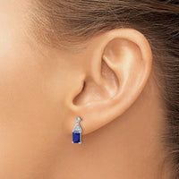 14K White Gold Sapphire and Diamond Drop Earrings - 0.5 Carat Total Sapphire Weight, 0.006 Carat Total Diamond Weight by Monteluci Fine Jewelry
