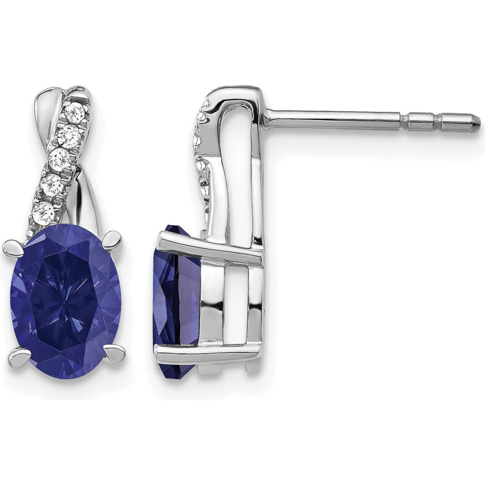 14K White Gold Sapphire and Diamond Drop Earrings - 0.75 Carat Total Gem Weight by Monteluci Fine Jewelry