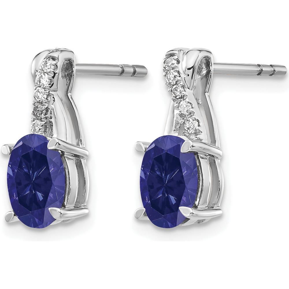 14K White Gold Sapphire and Diamond Drop Earrings - 0.75 Carat Total Gem Weight by Monteluci Fine Jewelry