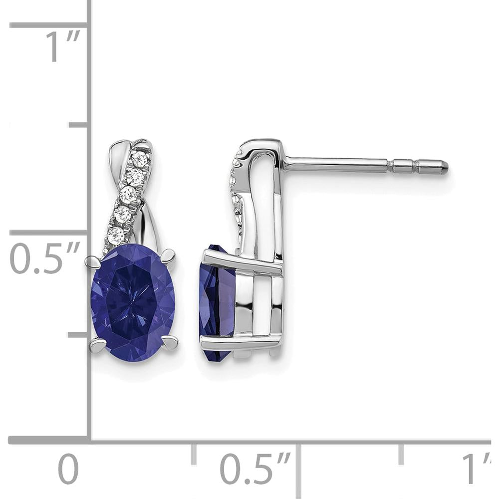 14K White Gold Sapphire and Diamond Drop Earrings - 0.75 Carat Total Gem Weight by Monteluci Fine Jewelry