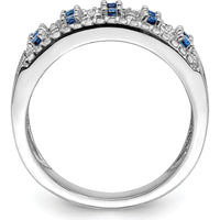14K White Gold Sapphire and Diamond Fancy Ring with Natural Sapphires and Diamonds - 0.88 Carat Total Gemstone Weight by 0