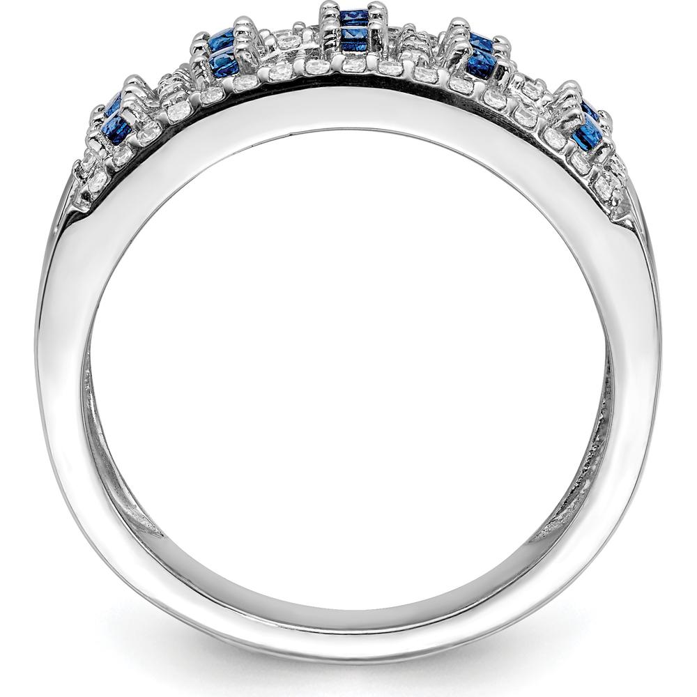 14K White Gold Sapphire and Diamond Fancy Ring with Natural Sapphires and Diamonds - 0.88 Carat Total Gemstone Weight by 0