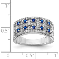 14K White Gold Sapphire and Diamond Fancy Ring with Natural Sapphires and Diamonds - 0.88 Carat Total Gemstone Weight by 0