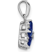 14K White Gold Sapphire and Diamond Floral Pendant - 0.162 Carat Sapphire & 0.037 Carat Diamond Total Weight by Lumare Gioia