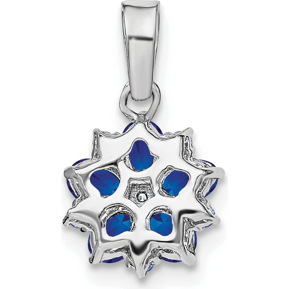 14K White Gold Sapphire and Diamond Floral Pendant - 0.162 Carat Sapphire & 0.037 Carat Diamond Total Weight by Lumare Gioia
