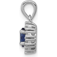 14K White Gold Sapphire and Diamond Halo Pendant - 0.35 Carat Sapphire, 0.10 Carat Diamond by Lumare Gioia