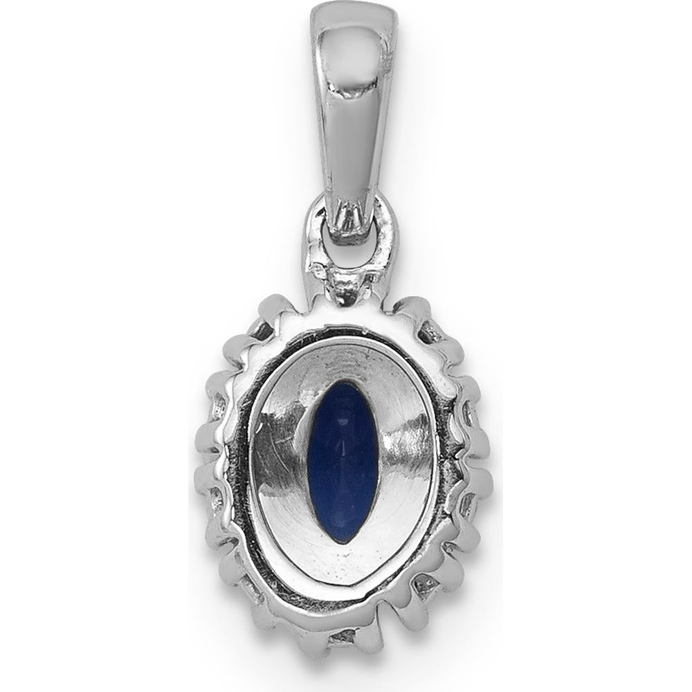 14K White Gold Sapphire and Diamond Halo Pendant - 0.35 Carat Sapphire, 0.10 Carat Diamond by Lumare Gioia