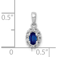 14K White Gold Sapphire and Diamond Halo Pendant - 0.35 Carat Sapphire, 0.10 Carat Diamond by Lumare Gioia