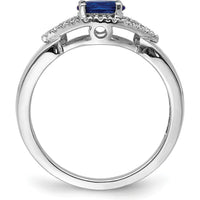 14K White Gold Sapphire and Diamond Halo Ring - 0.519 Carat Lab Created Sapphire and 0.11 Carat Total Diamond Weight by 0