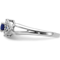 14K White Gold Sapphire and Diamond Halo Ring - 0.519 Carat Lab Created Sapphire and 0.11 Carat Total Diamond Weight by 0