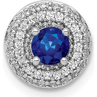 14K White Gold Sapphire and Diamond Halo Slide Pendant - 0.34 Carat Sapphire, 0.17 Carat Total Diamond Weight by Monteluci Fine Jewelry