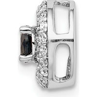14K White Gold Sapphire and Diamond Halo Slide Pendant - 0.34 Carat Sapphire, 0.17 Carat Total Diamond Weight by Monteluci Fine Jewelry