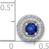 14K White Gold Sapphire and Diamond Halo Slide Pendant - 0.34 Carat Sapphire, 0.17 Carat Total Diamond Weight by Monteluci Fine Jewelry