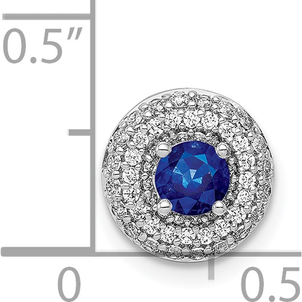 14K White Gold Sapphire and Diamond Halo Slide Pendant - 0.34 Carat Sapphire, 0.17 Carat Total Diamond Weight by Monteluci Fine Jewelry