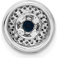 14K White Gold Sapphire and Diamond Halo Slide Pendant - 0.34 Carat Sapphire, 0.17 Carat Total Diamond Weight by Monteluci Fine Jewelry